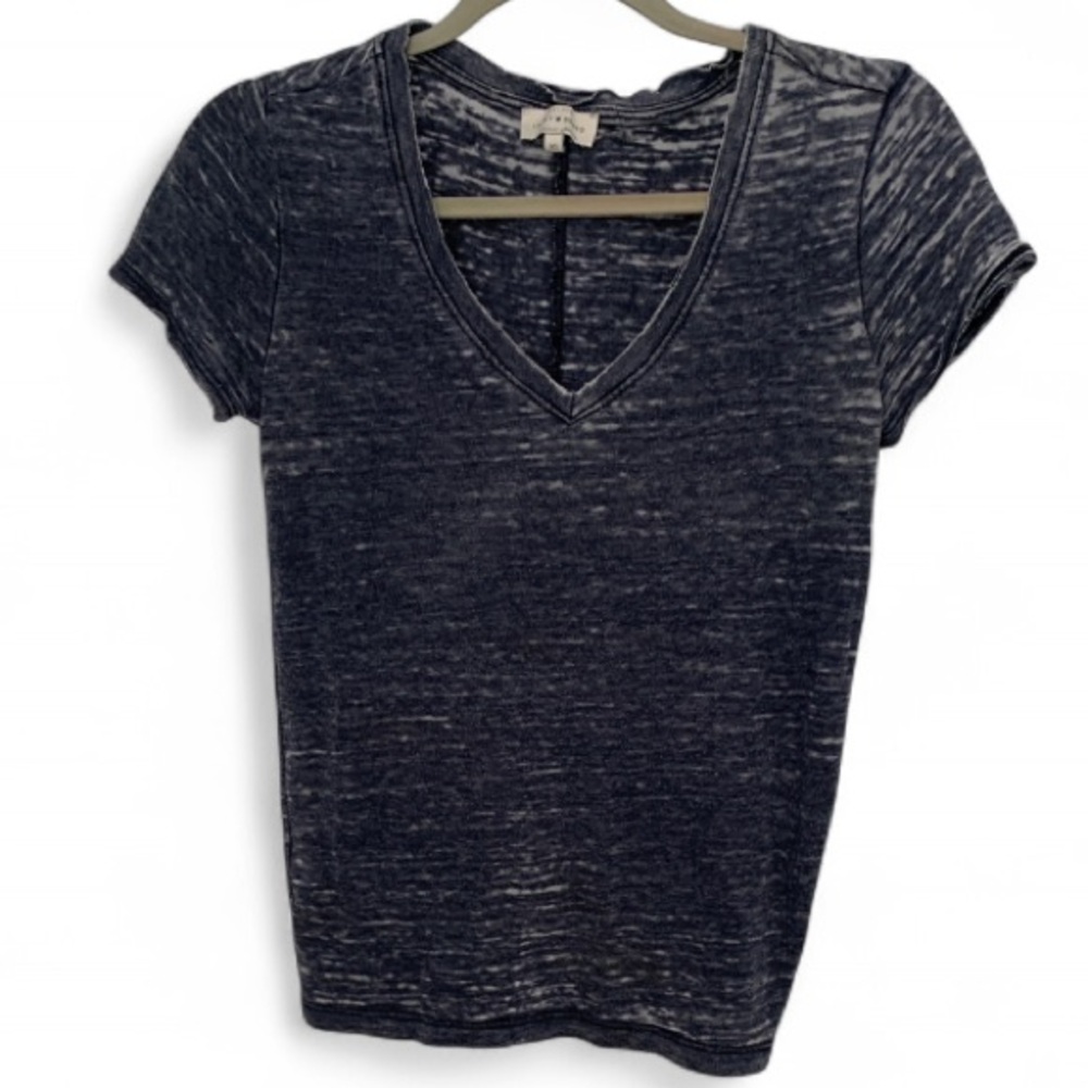 Lucky Brand Gray Tie Back Short Sleeve Burnout Shirt
